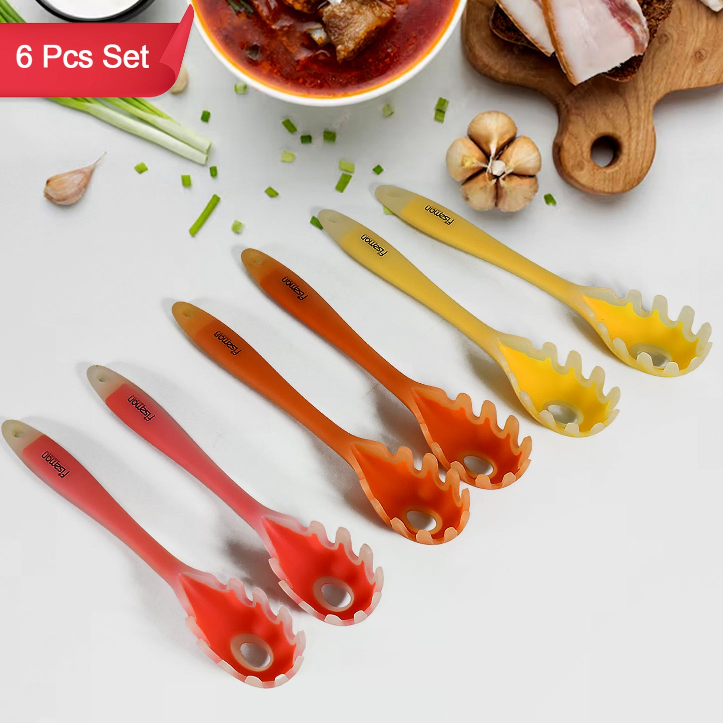 Multipurpose Silicone Spoon Silicone Basting Spoon Non-stick Kitchen Utensils Household Gadgets Heat-resistant Non Stick Spoons Kitchen Cookware Items For Cooking And Baking (6 Pcs Set) - Zidbik