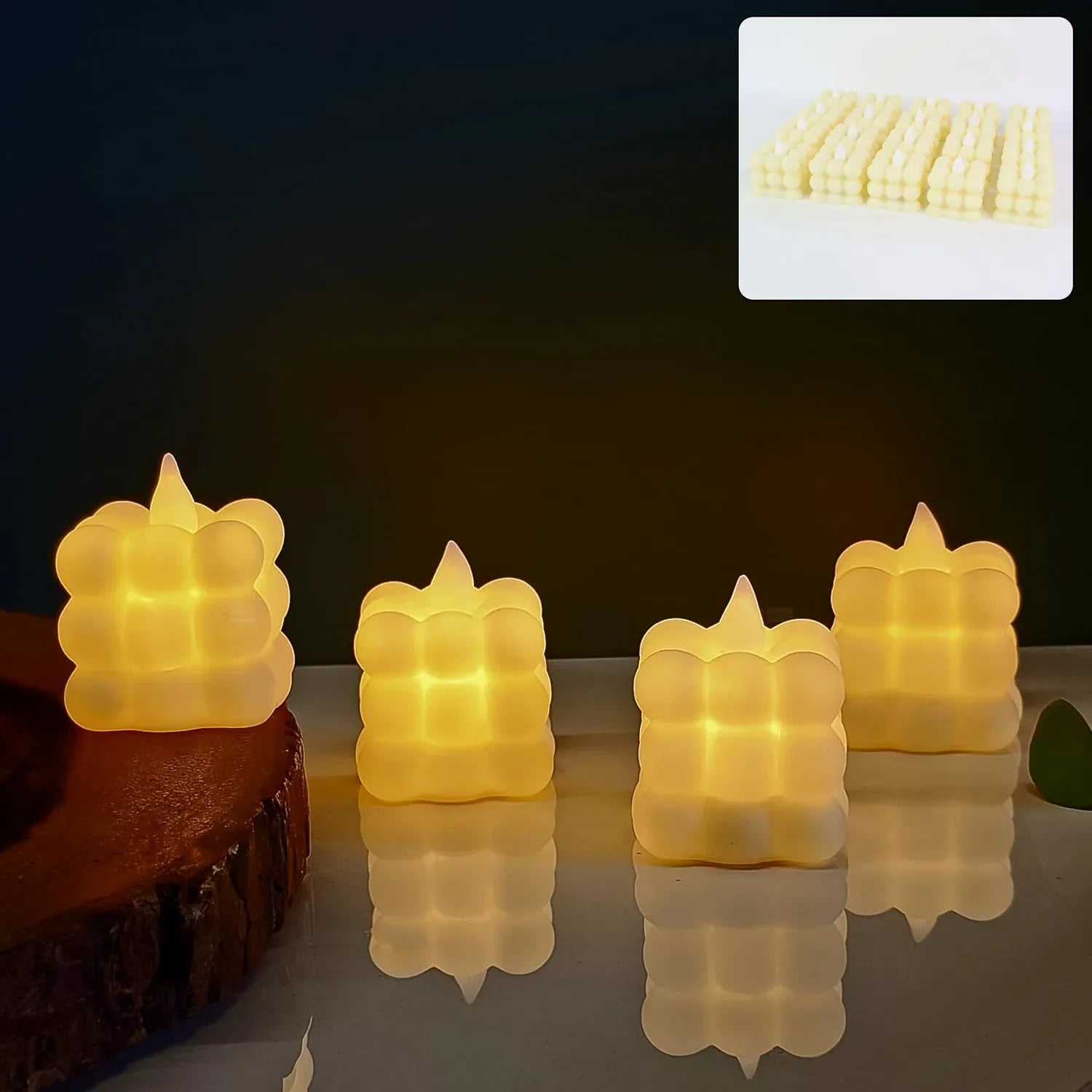 Led Flameless Cube Decorative Candles (24 Pc) - Zidbik
