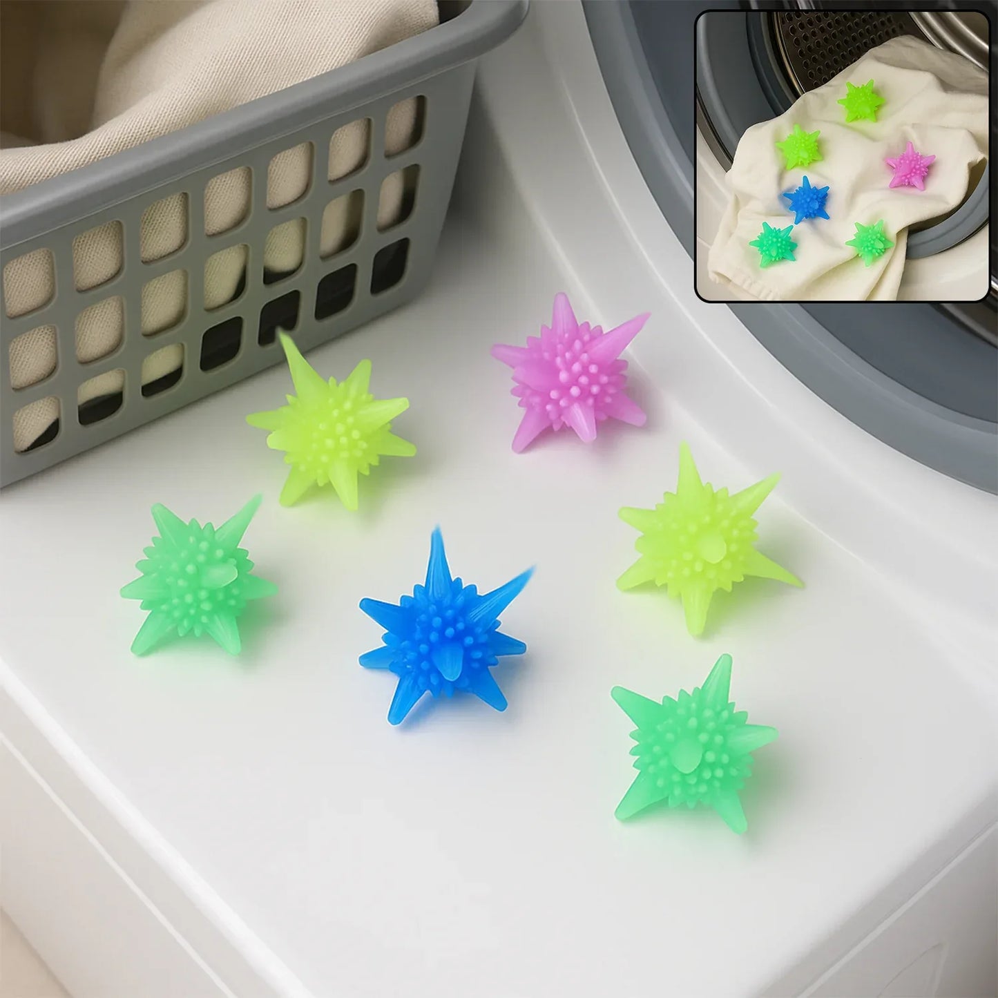 Washing Machine Laundry Reusable Soft Spiky Balls (6 Pc) - Zidbik
