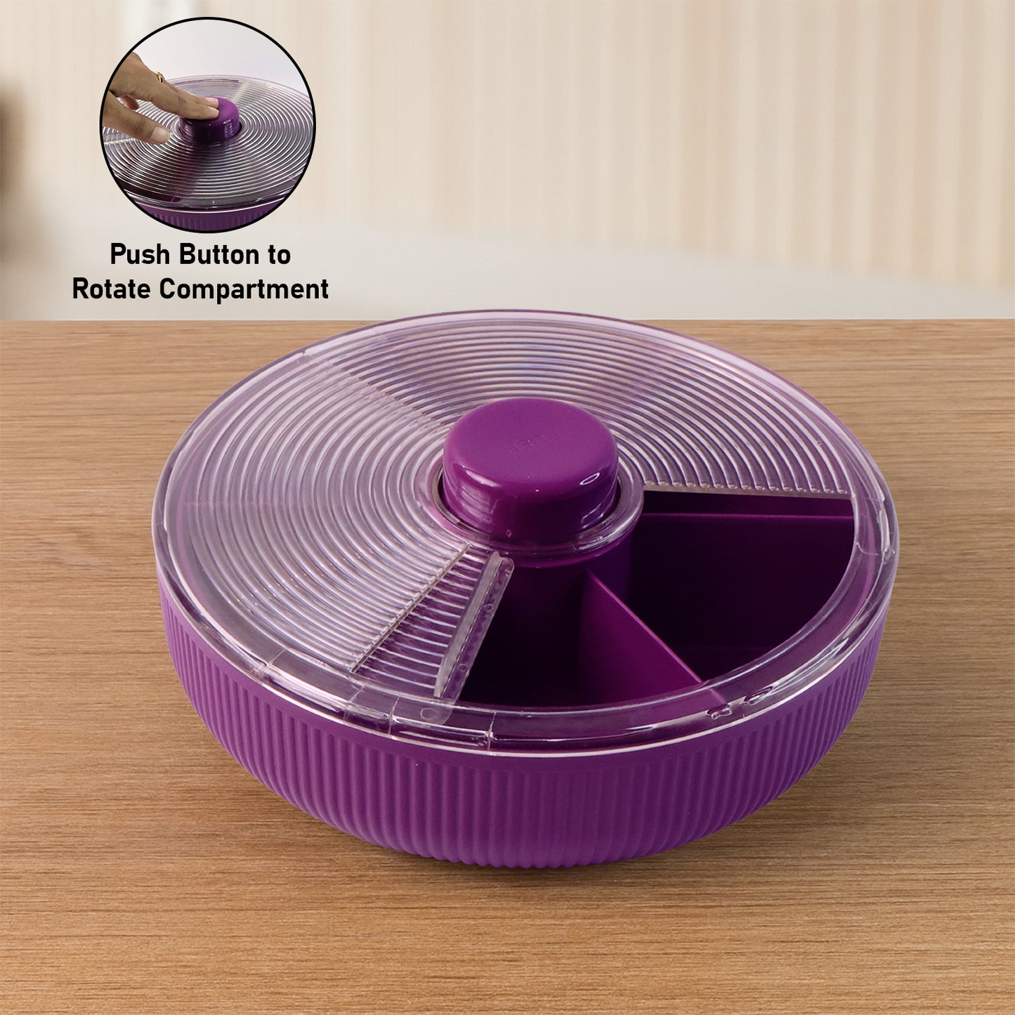 Supermom Multipurpose Round Rotating Dry Fruit  Snack Storage Container (1 Pc) - Zidbik