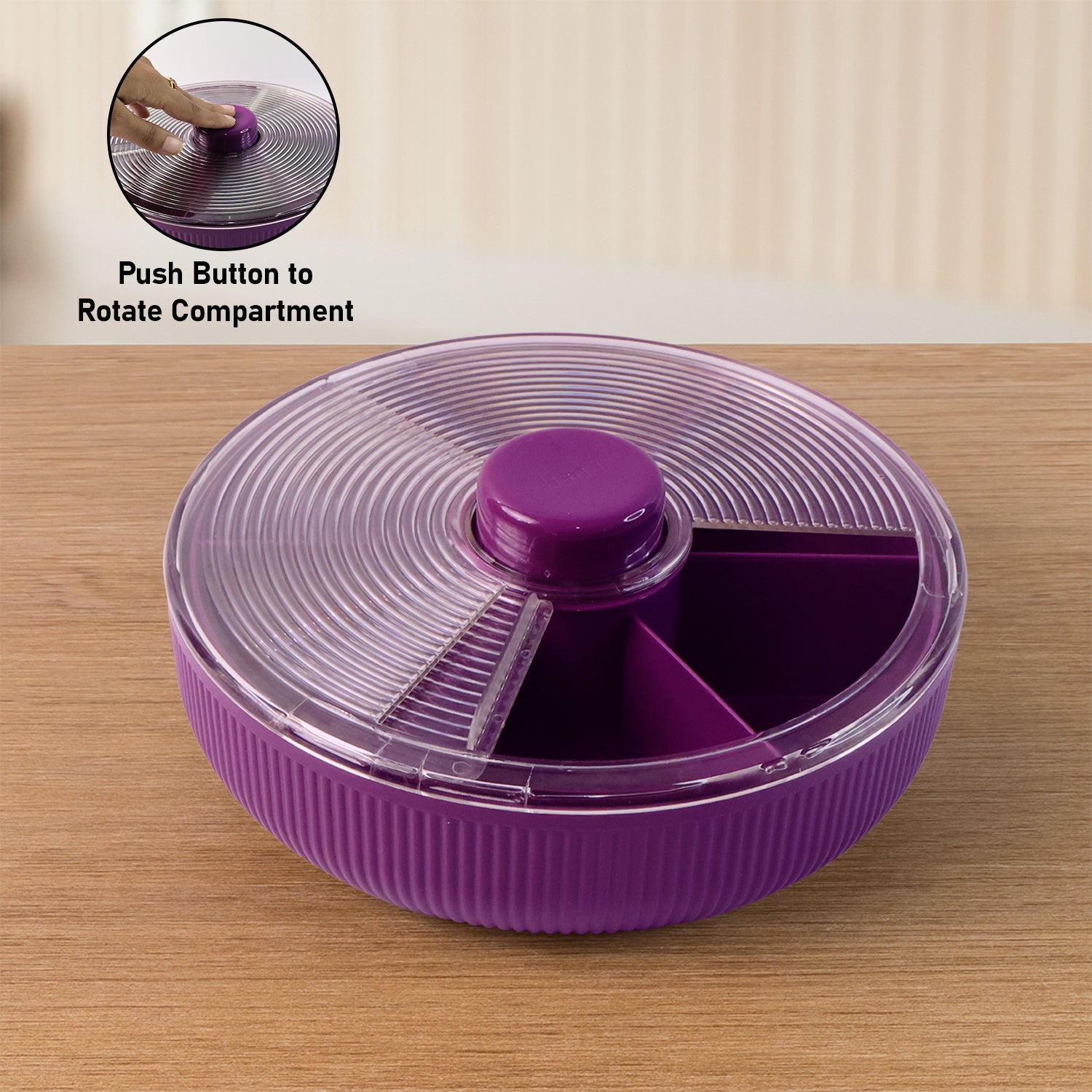 Supermom Multipurpose Round Rotating Dry Fruit  Snack Storage Container (1 Pc) - Zidbik