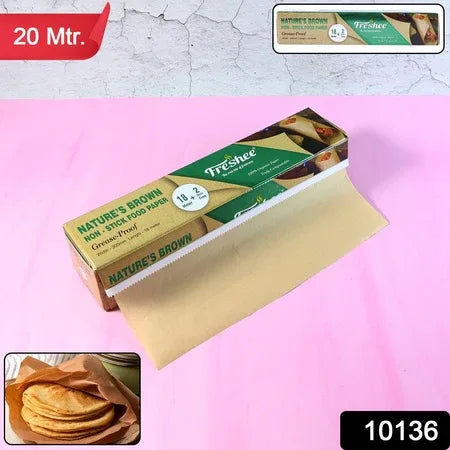 Freshee Natures Brown Non-stick Food Paper 18 Meter + 2 Meter Free (Total 20 Meter) - Zidbik