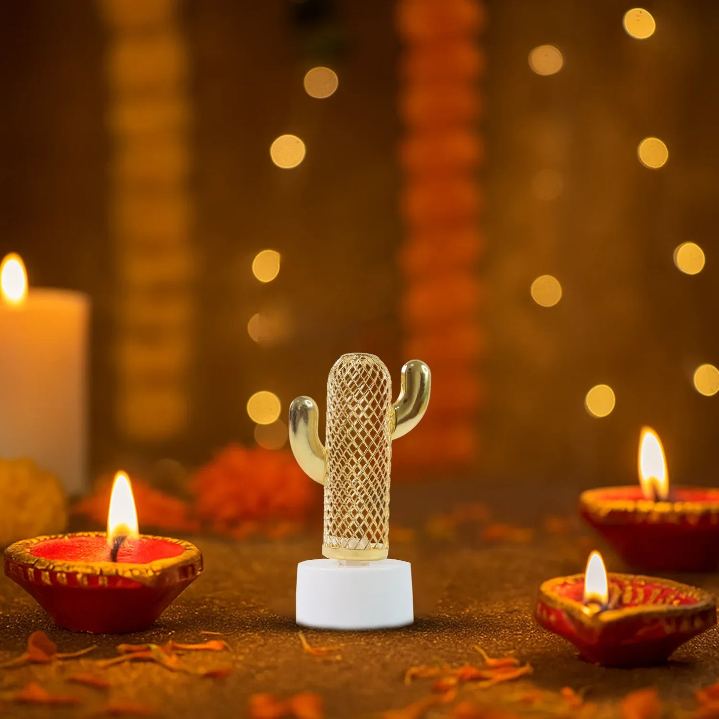 Decorative Cactus Shaped Flameless Led Candles (12 Pc) - Zidbik
