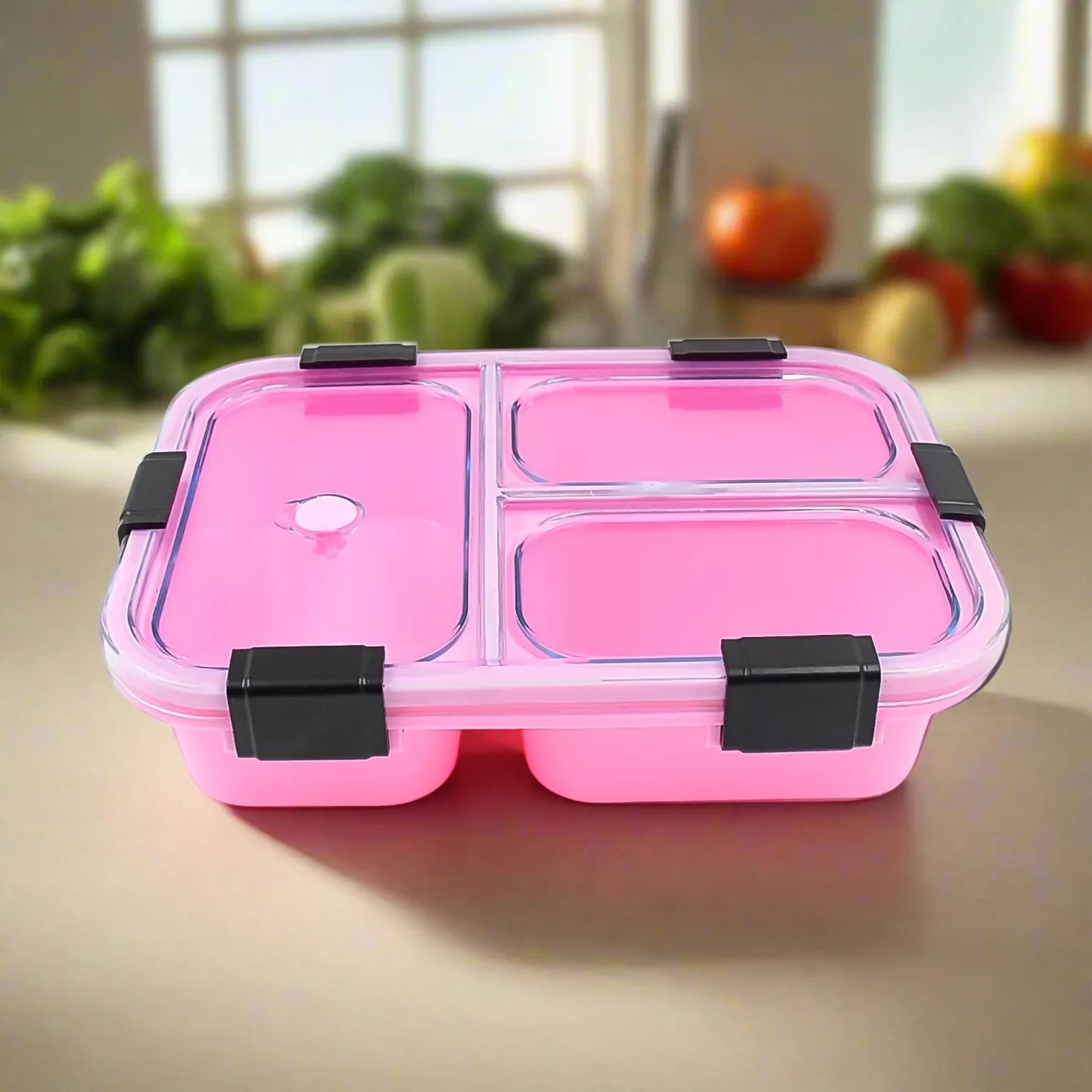 Plastic 3 Compartment Insulated Lunch Box Lunch Box (1 Pc) - Zidbik