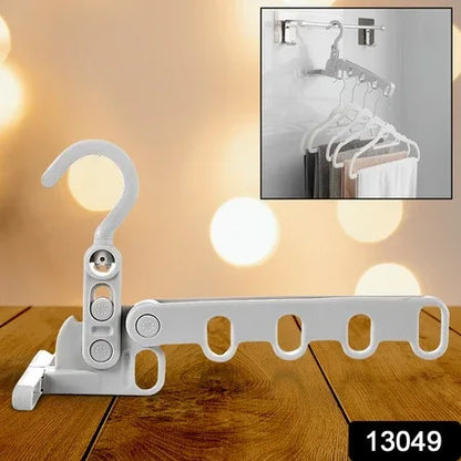 13049 5holes Foldable Clothes Hanger Travel Clothes Hanger Multifunctional Clothes Hanger Space-saving Wall Holder Clothes Rack Robust Clothes Hanger For Travel Indoors. - Zidbik