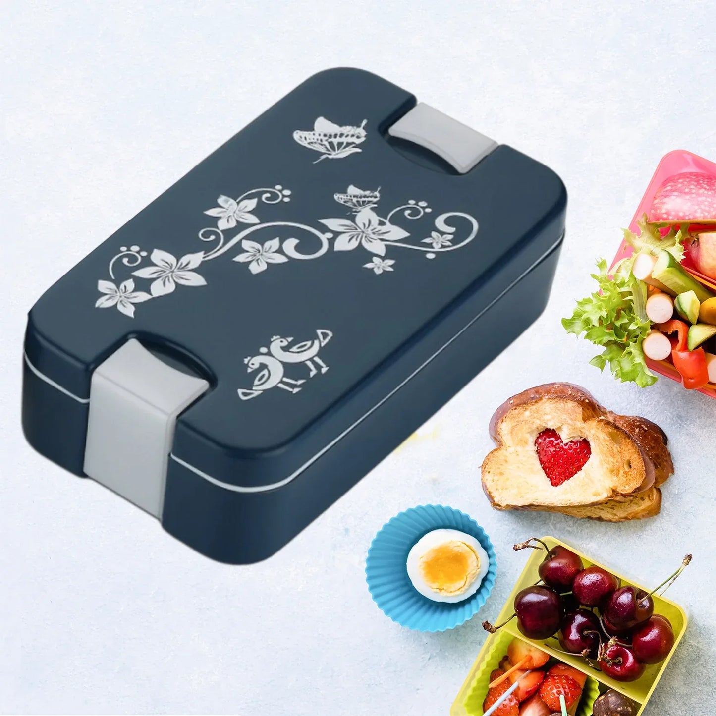 5331 Airtight Lunch Box 2 Compartment Lunch Box Leak Proof Food Grade Material Lunch Box Modern Appearance Compact Lunch Box With Spoon - Zidbik