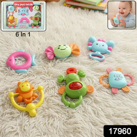 Play Cart Tiny Joys Rattle Toy Set 6-in-1 Baby Rattles - Zidbik