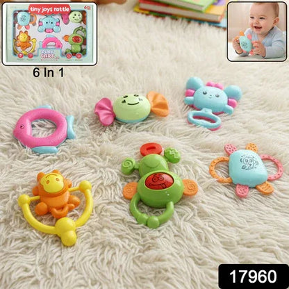 Play Cart Tiny Joys Rattle Toy Set 6-in-1 Baby Rattles - Zidbik