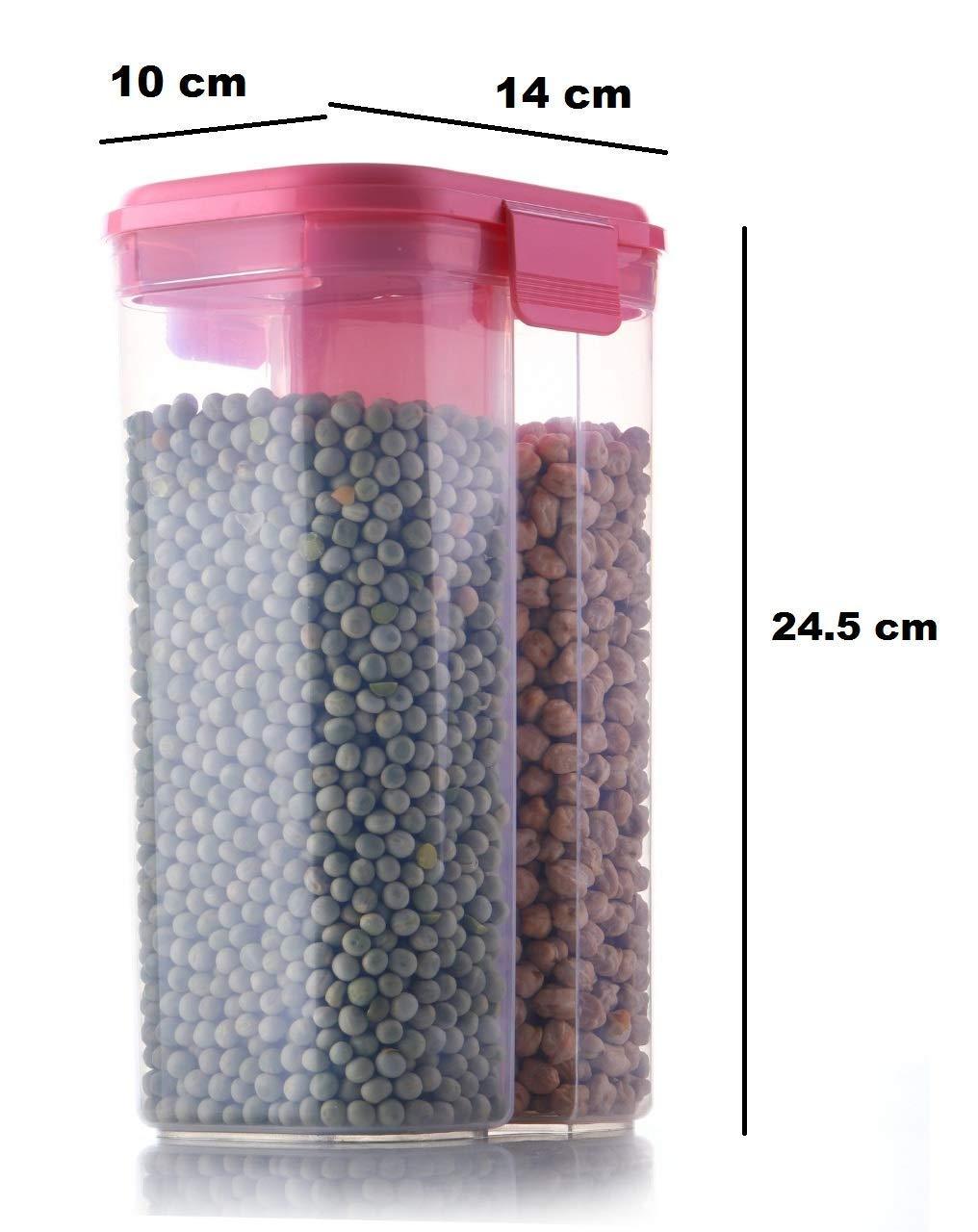 2147 Plastic 2 Sections Air Tight Transparent Food Grain Cereal Storage Container (2 Ltr) - Zidbik
