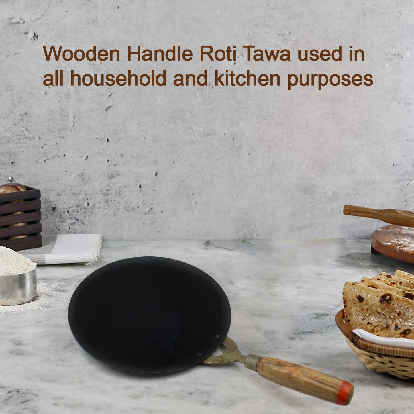 2692 Wooden Handle Roti Tawa Used In All Household And Kitchen Purposes For Making Rotis And Parathas Etc. - Zidbik