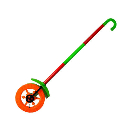 4435 Plastic Single Wheel Push Run Toy With Handle And Two Lights On Wheel. Push Toy For Kids. - Zidbik