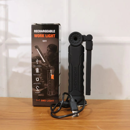 Compact Rechargeable Small Led Work Light With Adjustable Arm And Magnetic Base - Zidbik