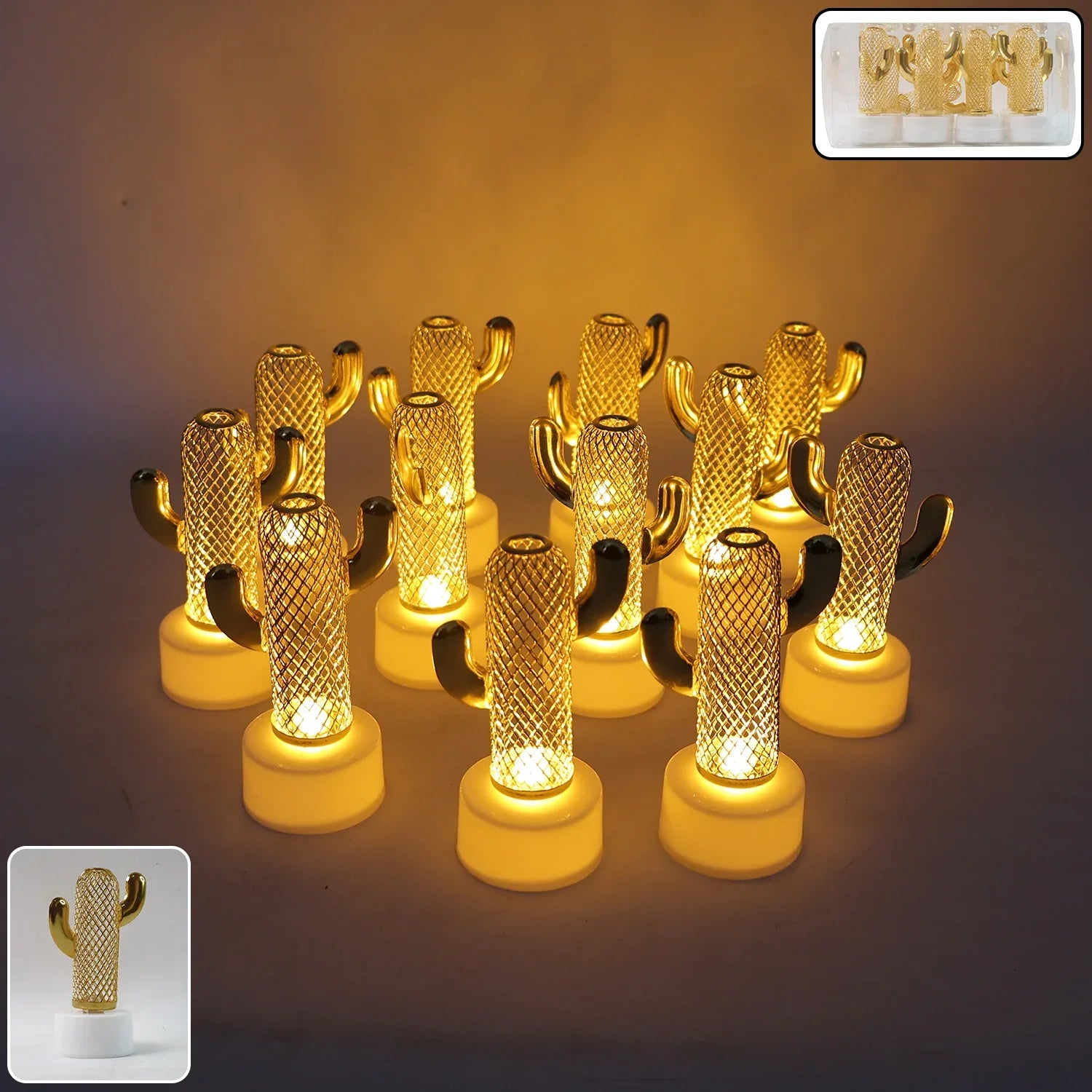 Decorative Cactus Shaped Flameless Led Candles (12 Pc) - Zidbik