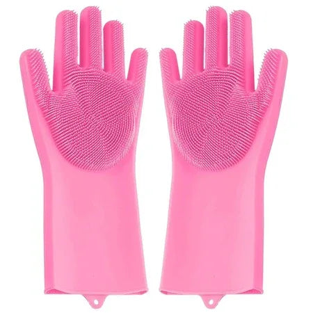 714 Reusable Silicone Cleaning Brush Scrubber Gloves (Multicolor) - Zidbik