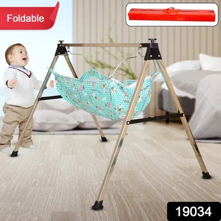 Baby Boys And Girls Portable Folding Swing Stainless Steel Stand (1 Pc) - Zidbik