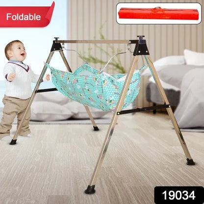 Baby Boys And Girls Portable Folding Swing Stainless Steel Stand (1 Pc) - Zidbik