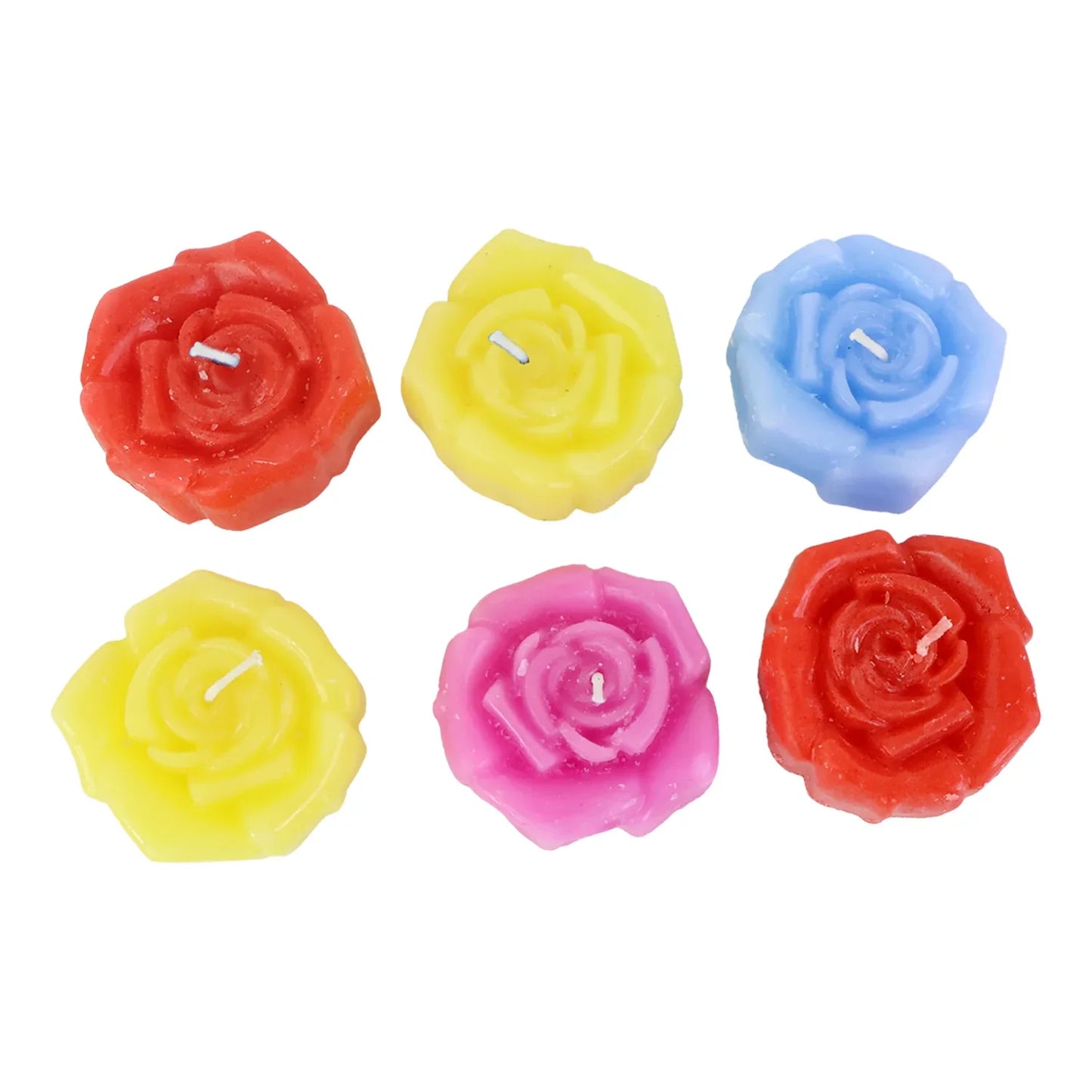 Rose Shaped Wax Candle Set (6 Pc) - Zidbik