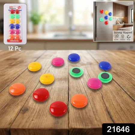 Colorful Round Refrigerator Magnets Set (12 Pc Set) - Zidbik
