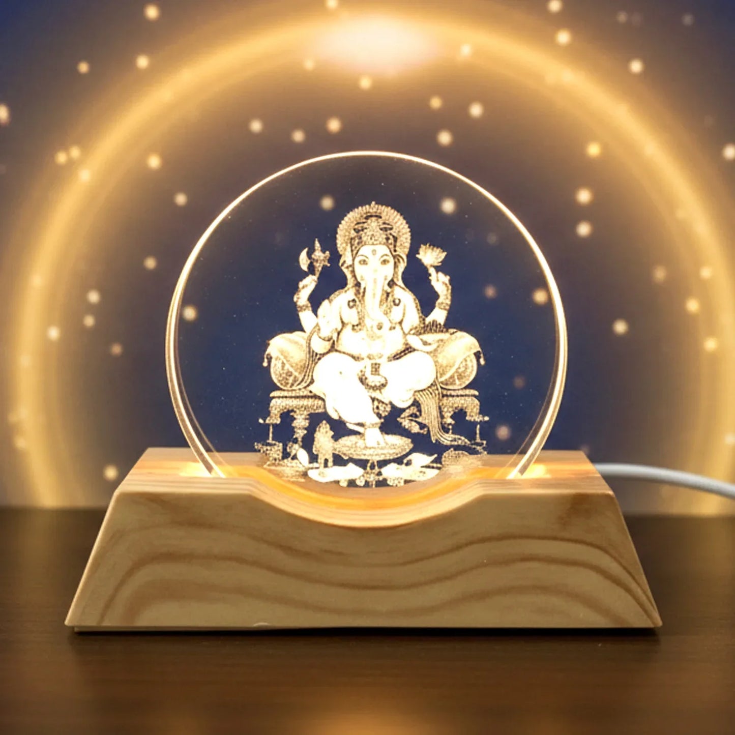 3d Lord Ganesha Acrylic Led Night Lamp (1 Pc) - Zidbik