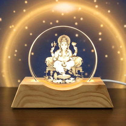 3d Lord Ganesha Acrylic Led Night Lamp (1 Pc) - Zidbik