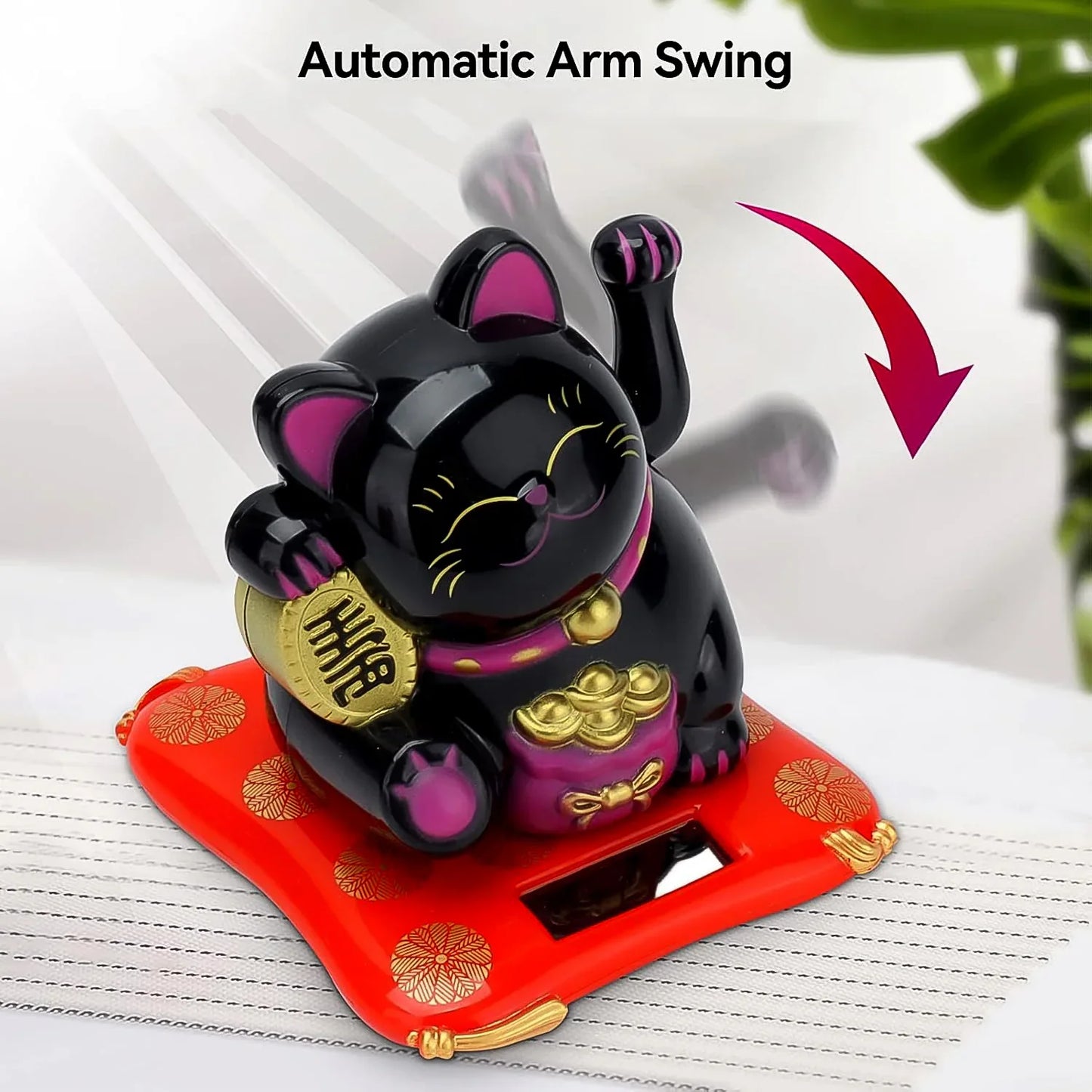 Solar Powered Happy Cat Beautiful With Arm Waves Wealth Cat (1 Pc Mix Color) - Zidbik