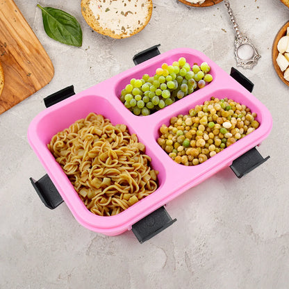 Plastic 3 Compartment Insulated Lunch Box Lunch Box (1 Pc) - Zidbik