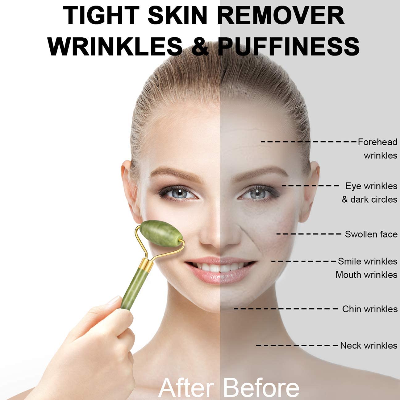 0318 Gua Sha Stone And Anti Aging Jade Roller Massager For Face Massage Natural Face Skincare Massager  Face Roller Massager For Women  Face Shaper Jade Roller And Gua Sha Set For Glowing Skin - Zidbik