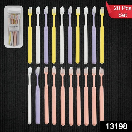 Plastic Toothbrush With Plastic Round Box (20 Pcs Set) - Zidbik