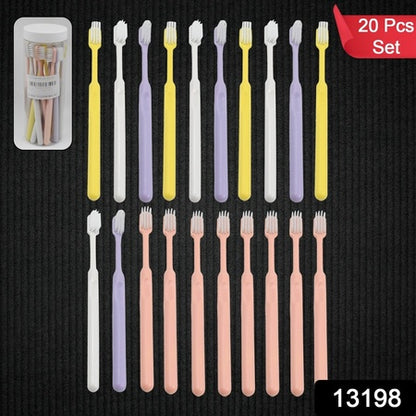 Plastic Toothbrush With Plastic Round Box (20 Pcs Set) - Zidbik