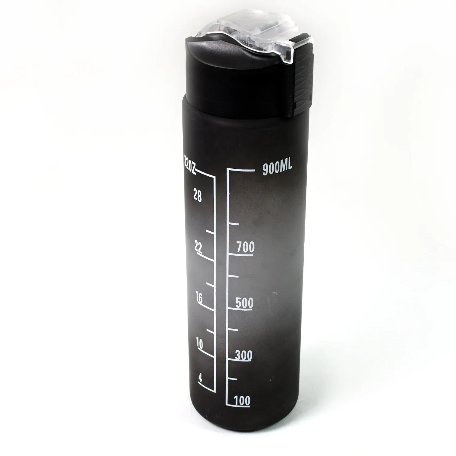 Plastic Black Motivational Water Bottle With Straw (900 Ml) - Zidbik