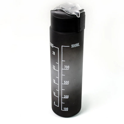 Plastic Black Motivational Water Bottle With Straw (900 Ml) - Zidbik
