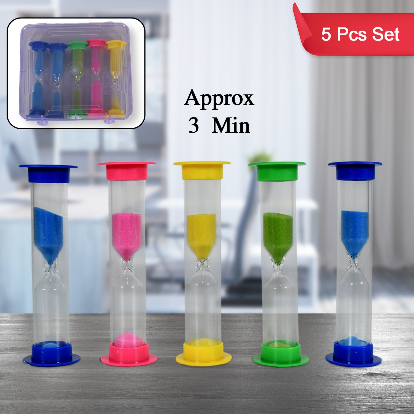 8756 Sand Timer Plastic Hourglass Sand Glass Toy Sand Clock For Kitchen Office School And Brushing Teeth For Bathroom Timer Clock Children Hourglass Sand Glass Toothbrush Household Sand Clock (3 Min Approx  5 Pc) - Zidbik