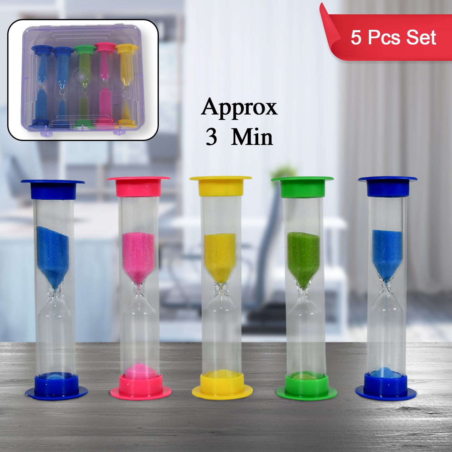 8756 Sand Timer Plastic Hourglass Sand Glass Toy Sand Clock For Kitchen Office School And Brushing Teeth For Bathroom Timer Clock Children Hourglass Sand Glass Toothbrush Household Sand Clock (3 Min Approx  5 Pc) - Zidbik