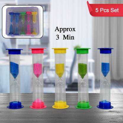 8756 Sand Timer Plastic Hourglass Sand Glass Toy Sand Clock For Kitchen Office School And Brushing Teeth For Bathroom Timer Clock Children Hourglass Sand Glass Toothbrush Household Sand Clock (3 Min Approx  5 Pc) - Zidbik
