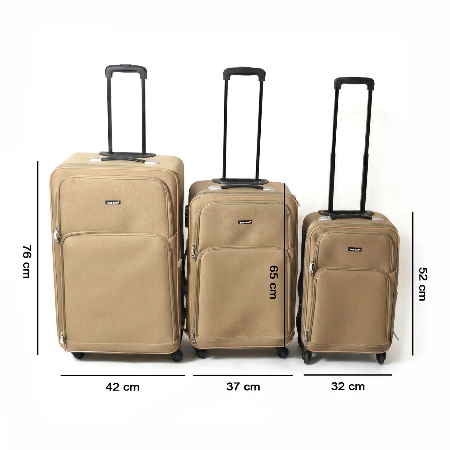 3 In 1 Soft Side Trolley Luggage Set 3 Piece - Zidbik