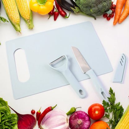 3 In 1 Kitchen Knife Chopping Board Set (1 Set) - Zidbik