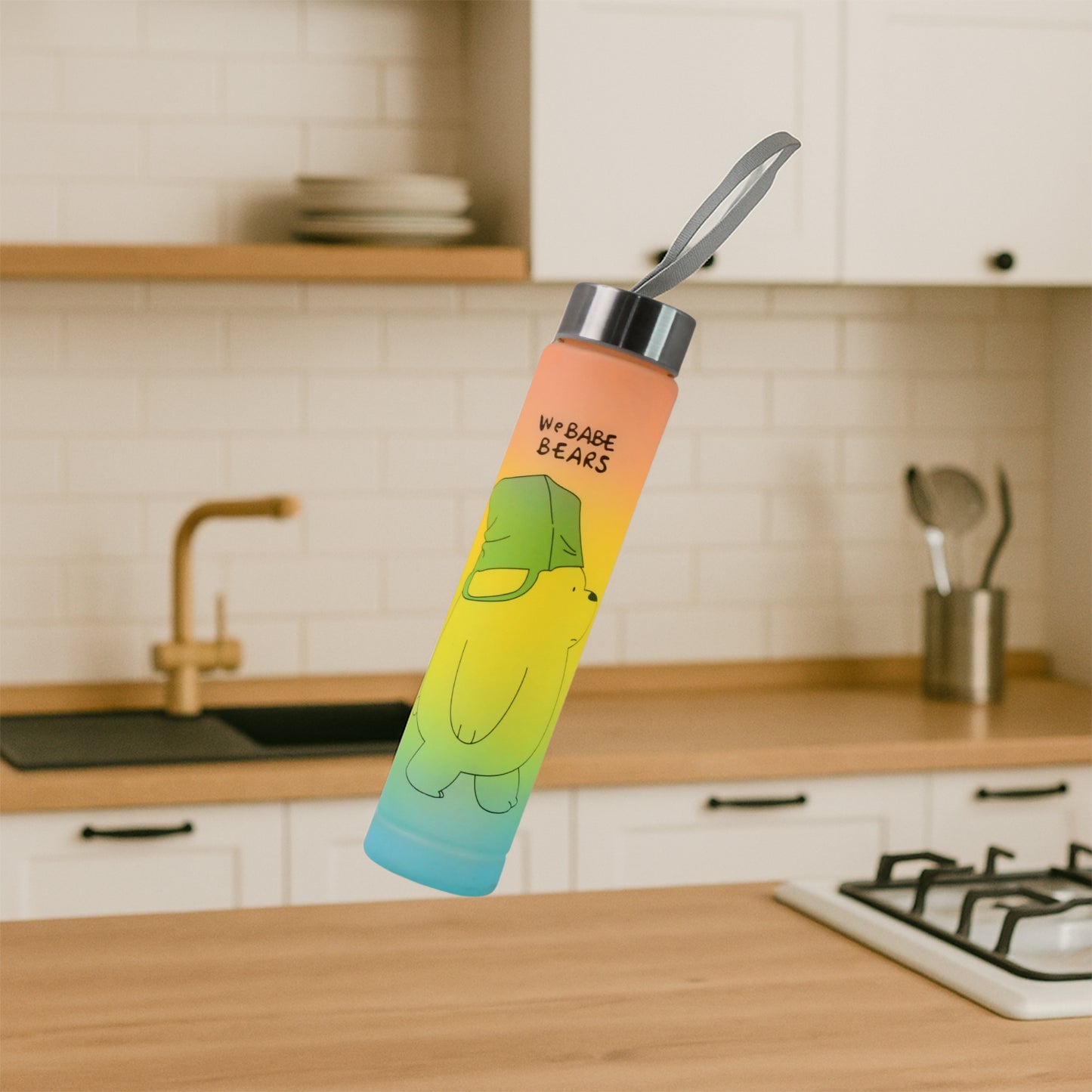 300 Ml Cute Cartoon Printed Plastic Water Bottle - Zidbik