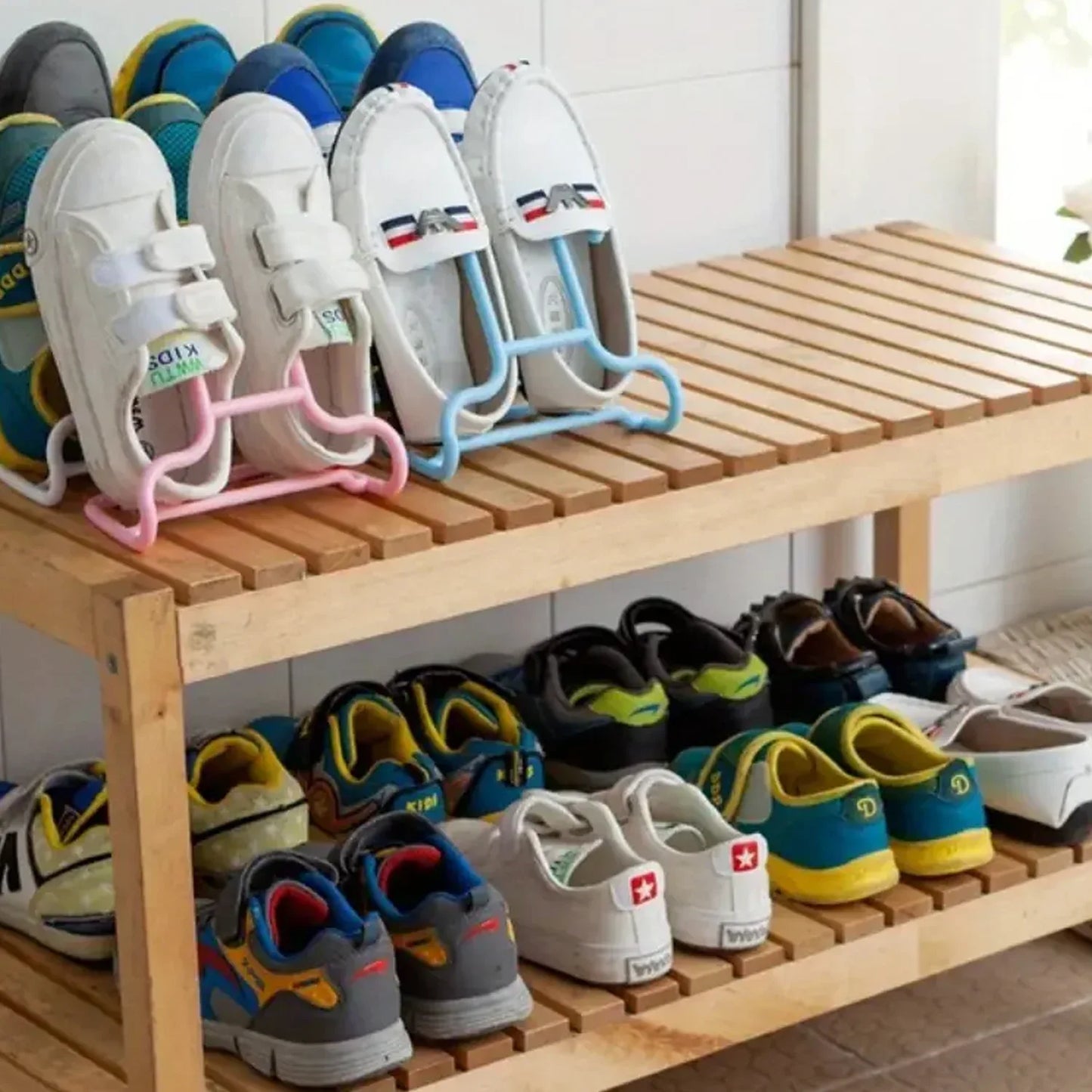 8546 Multi-function Shelf Drying Rack Shoe Rack Stand Hanger Shoes Hanging Storage Wardrobe Organizer Rack Shoe Organizer Stand Closet Shoe Organizer Shoe Holder (2 Pc Set) - Zidbik