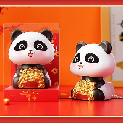 Car Decoration Solar Power Moving Head Panda Statue Creative (1 Pc) - Zidbik