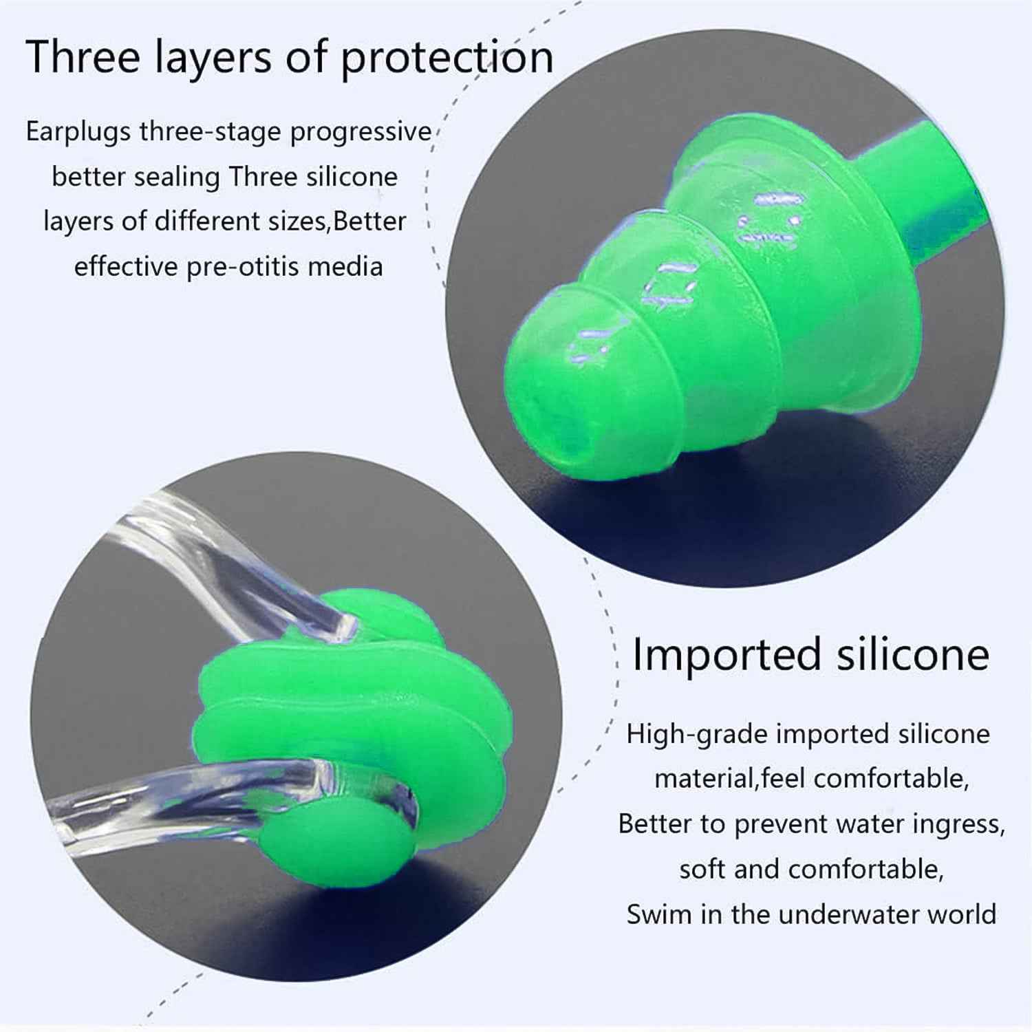 Swimming Earplugs And Nose Clip Set (3 Pc) - Zidbik