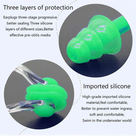 Swimming Earplugs And Nose Clip Set (3 Pc) - Zidbik