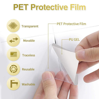 1765 New Double Side Tape Sticker Strong Waterproof Wall Indoor Nano Adhesive No Trace Gel Clear Industrial Multipurpose Removable Use For Bedroom Home Kitchen Hotel (0.8mmx1pc) - Zidbik
