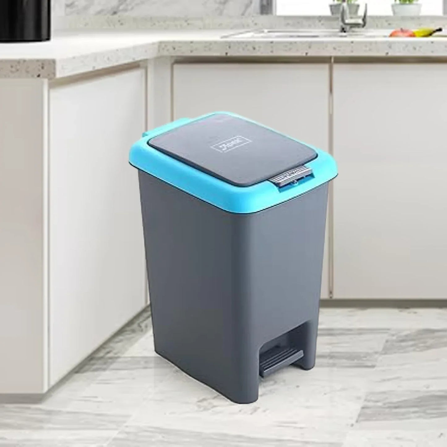 Apex Plastic Push N Pedal Dust Bin Hands-free Operation Compact Design 6.5 Liters (1 Pc Mix Color) - Zidbik