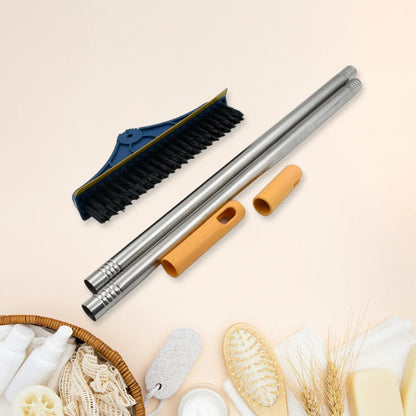 7928 2 In 1 Cleaning Brush Long Handle Floor Brush Rotatable Cleaning Brush For Bathroom Kitchen 120 Degree Triangular Rotating Brush Head With Wiper - Zidbik