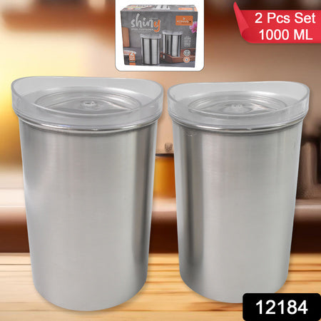 Multipurpose Stainless Steel Airtight Containers With See Through Lid (2 Pc Set  1000 Ml) - Zidbik