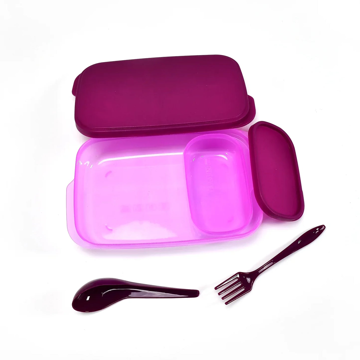 2453 Unbreakable Divine Leak Proof Plastic Lunch Box Food Grade Plastic Bpa-free 2 Containers With Spoon - Zidbik