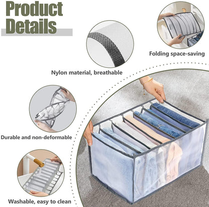 4069 Clothes Organizer +7 Grid Drawer Wardrobe Clothes Organizer Jeans Closet Cabinet Organizers Portable Foldable Storage Containers - Zidbik