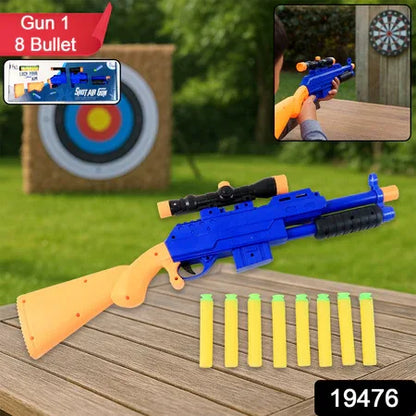Shot Air Gun Toy With Scope And 8 Soft Foam Bullets Set - Zidbik