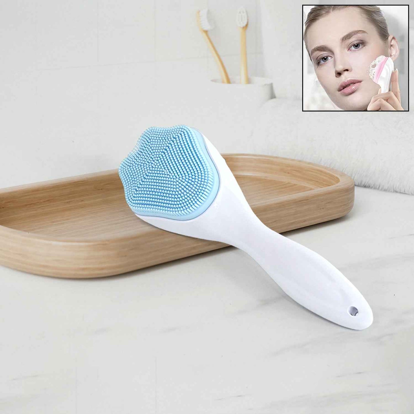 Silicone Face Scrubber Exfoliating Brush Manual Handheld Facial Cleansing Brush (1 Pc)