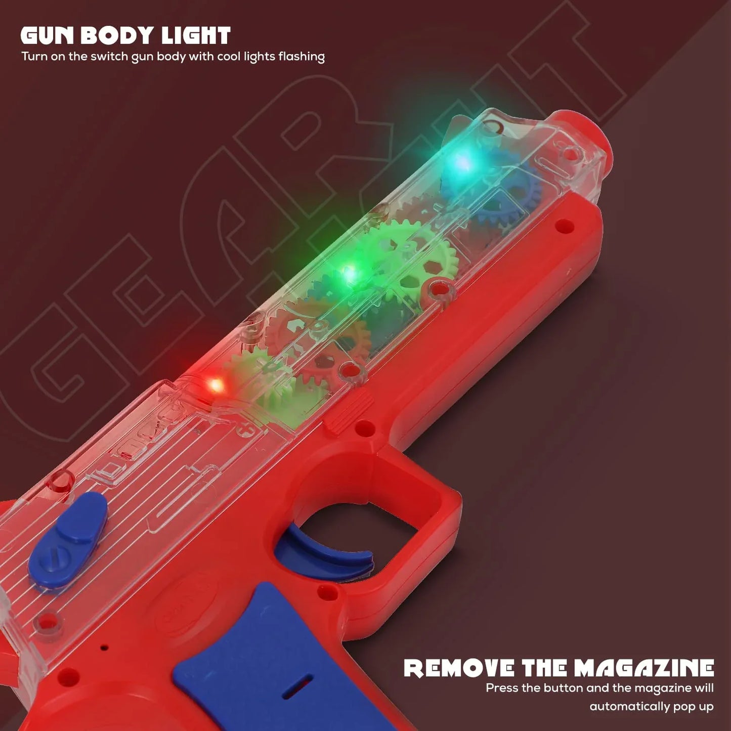 1941 Plastic Gear Simulation Toy Gun For Kids Pretend Play Gun Toys With 3d Flashing Lights And Exciting Music Electric Laser Toy Guns With Rotating Gear Mechanism Toy For Birthday Gift For Kids 3+ Years (Pack Of 1) - Zidbik